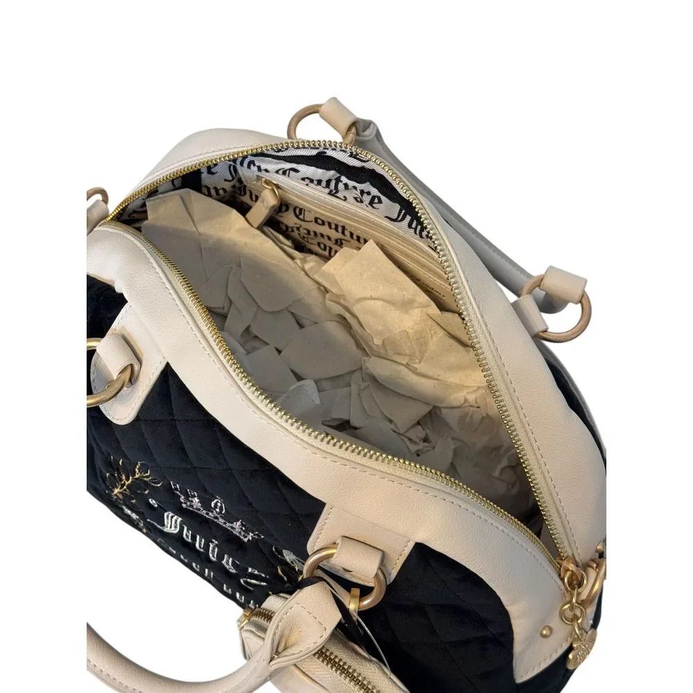 Juicy Couture Royal Couture Quilted Satchel Black Liquorice Crystal Shoulder Bag